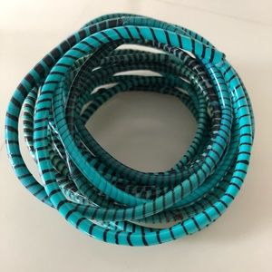 18 Black and Teal Rubber Bracelets
